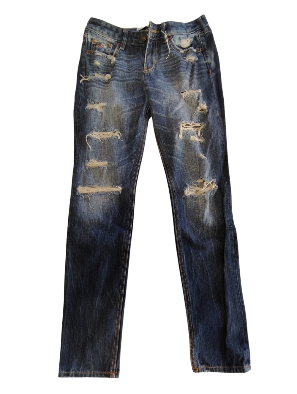 Vintage Y2K Hollister Distressed Denim Skinny Jeans Size 1R 25 Inch Waist